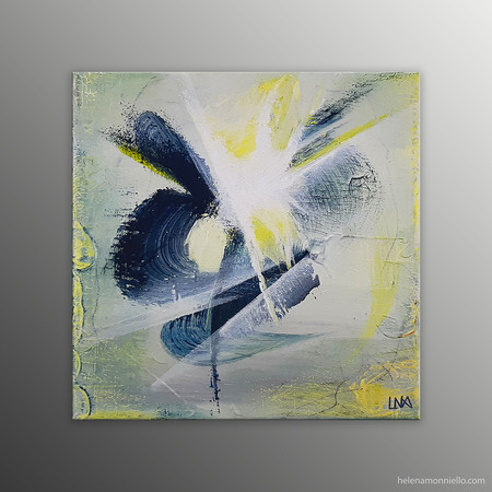 Peinture abstraite de l'artiste Helena Monniello qui représente une fleur dans la lumière.