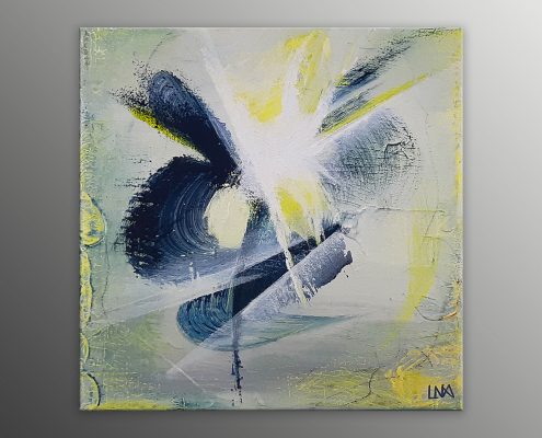 Peinture abstraite de l'artiste Helena Monniello qui représente une fleur dans la lumière.