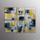 Peinture abstraite de l'artiste Helena Monniello qui symbolise les liens dans des tons bleu et jaune.