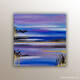 Paysage abstrait de l'artiste Helena Monniello représentant une vue sur la mer, dans des tons de violet et bleus.