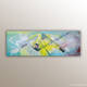 Peinture abstraite de l'artiste Helena Monniello dans des tons de bleus et jaune principalement, qui symbolise une ascension.