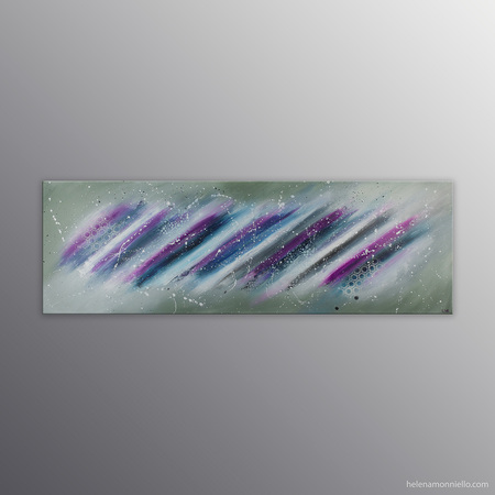 Peinture abstraite de l'artiste Helena Monniello qui évoque la rapidité, le mouvement.