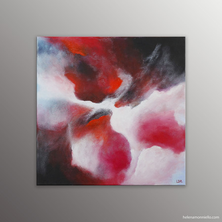 Peinture abstraite de l'artiste Helena Monniello représentant l'irruption volcanique de l'Etna.