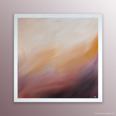 Peinture abstraite de l'artiste Helena Monniello, très douce représentant des dunes de sable.