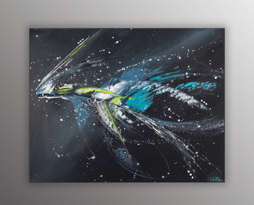 Peinture abstraite acrylique "Galactica" de l'artiste Helena Monniello inspirée des galaxies