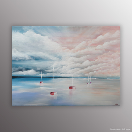 Peinture paysage marin de l'artiste Helena Monniello qui évoque le calme et la sérénité.