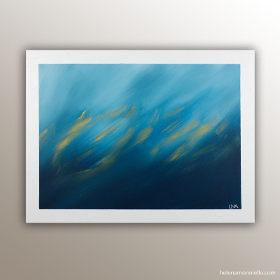 La danse : peinture abstraite de l'artiste Helena Monniello dans un style épuré et en mouvement.