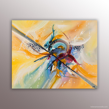 Crépitements : Peinture abstraite de l'artiste Helena Monniello autour du thème du feu.
