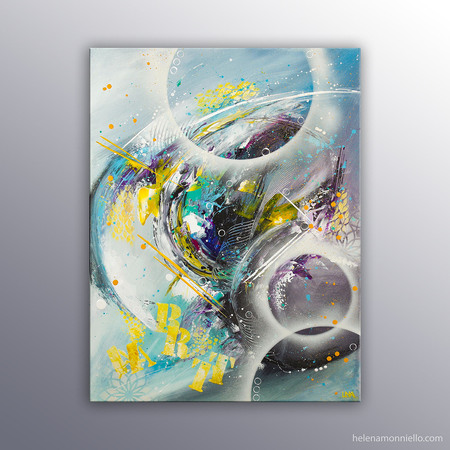 Peinture abstraite de l'artiste Helena Monniello dans un style street art.