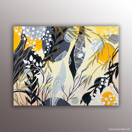 Peinture figurative de l'artiste Helena Monniello dans des tons doux.