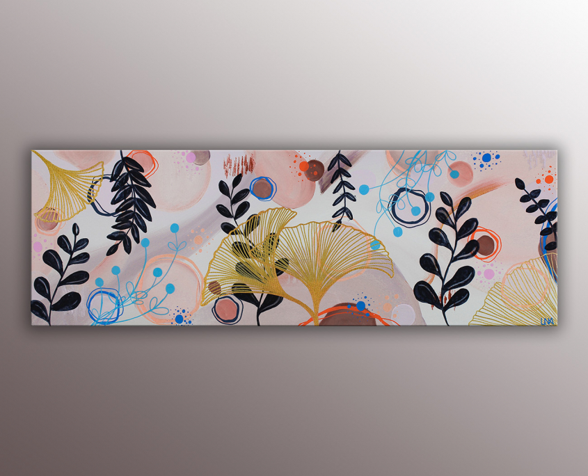 Ginko : Oeuvre de l'artiste Helena Monniello dans le style végétal abstrait