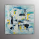 "A quai" peinture abstraite de l'artiste Helena Monniello dans des tons de bleus clairs.