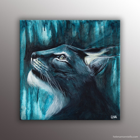 L'instinct, portrait animalier de l'artiste Helena Monniello représentant un lynx.