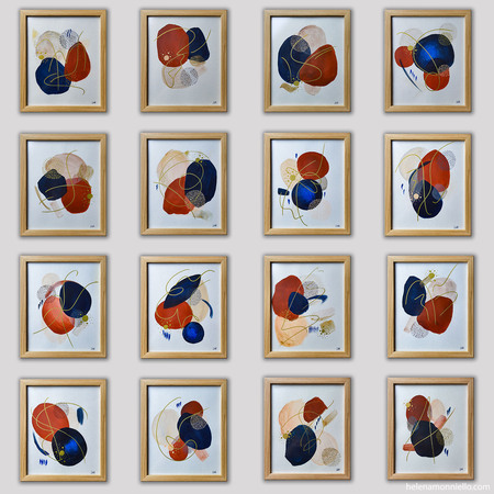 Voici la série origine sur papier acrylique encadré par l'artiste Helena Monniello.