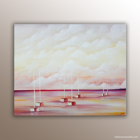 "Contemplation" : Paysage marin de l'artiste Helena Monniello réalisé en peinture acrylique sur toile.