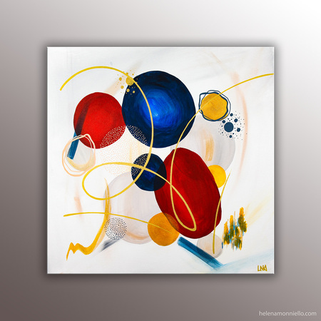 Peinture abstraite de l'artiste Helena Monniello dans la série origine qui se nomme "Ensemble"
