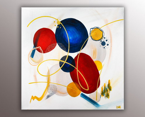Peinture abstraite de l'artiste Helena Monniello dans la série origine qui se nomme "Ensemble"