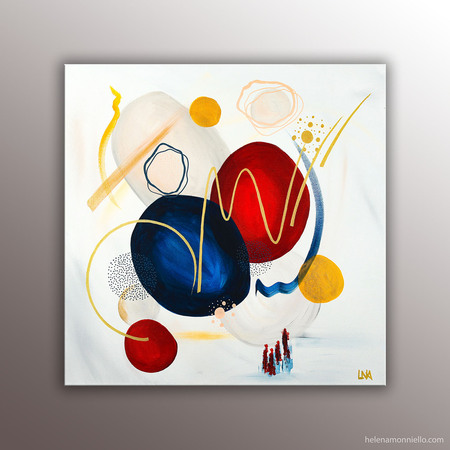 "Fusion" peinture abstraite acrylique de l'artiste Helena Monniello dans la collection "Origines" sur toiles.