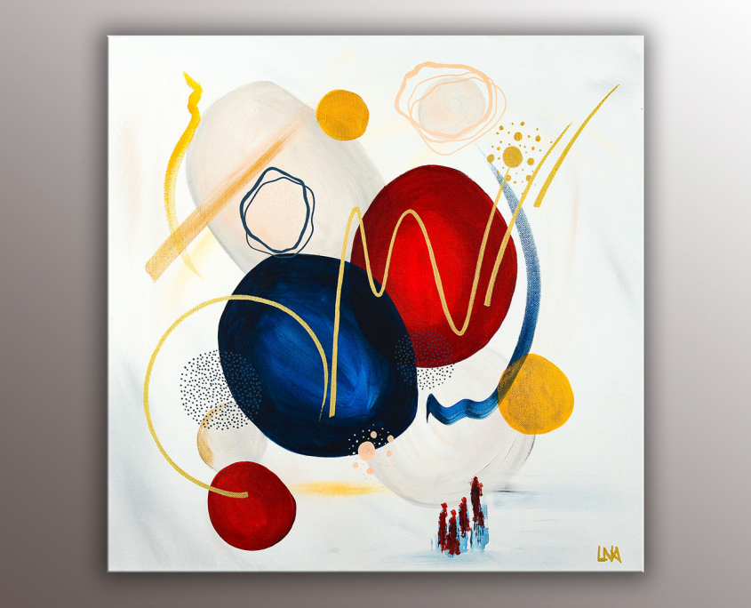 "Fusion" peinture abstraite acrylique de l'artiste Helena Monniello dans la collection "Origines" sur toiles.