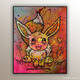 "Evoli" Peinture pop art de l'artiste Helena Monniello représentant le Pokémon Evoli.