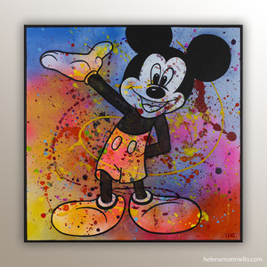 MickeyM est une oeuvre PopArt de l'artiste Helena Monniello représentant Mickey Mouse haut en couleur.