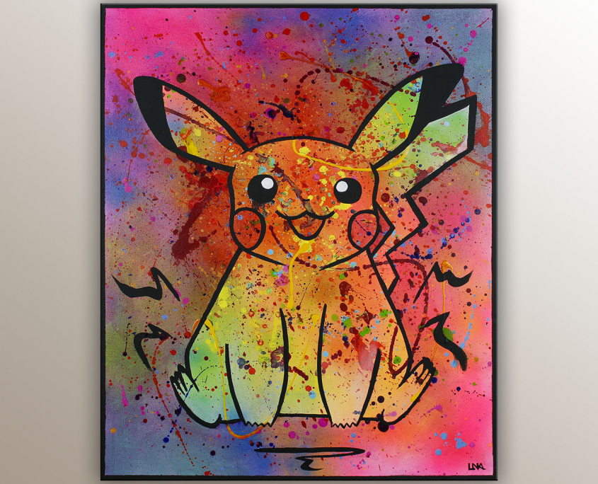 "PikArt" est une oeuvre PopArt de l'artiste Helena Monniello représentant Pikachu
