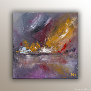 "Les éléments" paysage marin abstrait de l'artiste Helena Monniello dans des couleurs minérales.