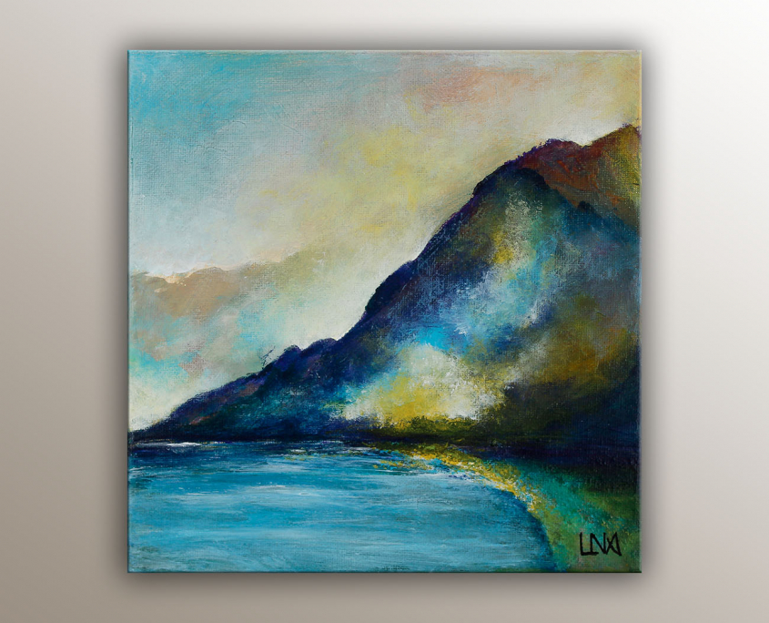 Paysage de l'artiste Helena Monniello faisant référence au lac d'Aiguebelette.