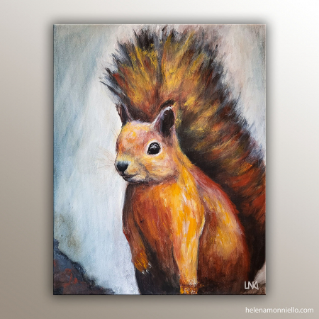 "Etincelle" est un portrait animalier d'écureuil de l'artiste Helena Monniello