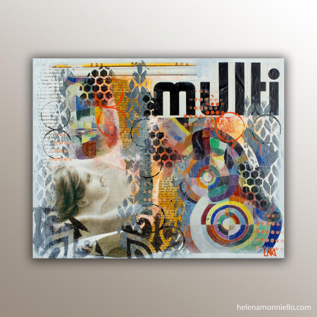 "Multi" : collage et peinture de l'artiste Helena Monniello