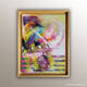 Aurora, collage et peinture acrylique mêlant couleurs vibrantes, symboles masculins et onirisme, évoque la lumière, la force et l’investissement intérieur.