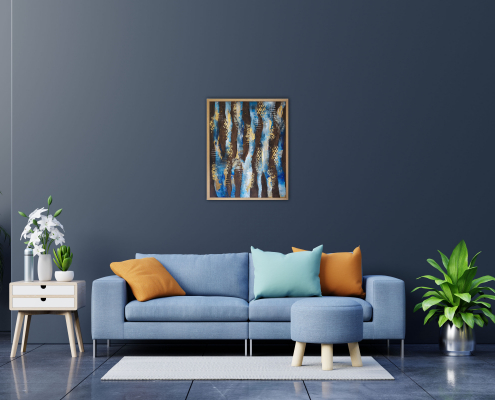 Modern living room interior with sofa and green plants,lamp,tabl